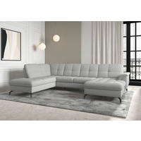 WOHNLANDSCHAFT in Flachgewebe Hellgrau  - Hellgrau/Schwarz, Modern, Textil/Metall (212/319/164cm) - Sit & More