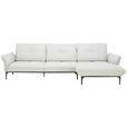 ECKSOFA Florenz Creme Echtleder Rücken echt, Sitztiefenverstellung  - Creme/Schwarz, Design, Leder/Metall (319/182cm) - Valnatura