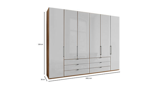 DREHTÜRENSCHRANK  in Weiß, Eiche Bianco  - Schieferfarben/Eiche Bianco, KONVENTIONELL, Glas/Holzwerkstoff (300/236/58cm) - Dieter Knoll