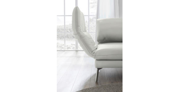 RÉCAMIERE in Echtleder Hellgrau - Chromfarben/Hellgrau, Design, Leder/Metall (209/85-109/95-16cm) - Dieter Knoll