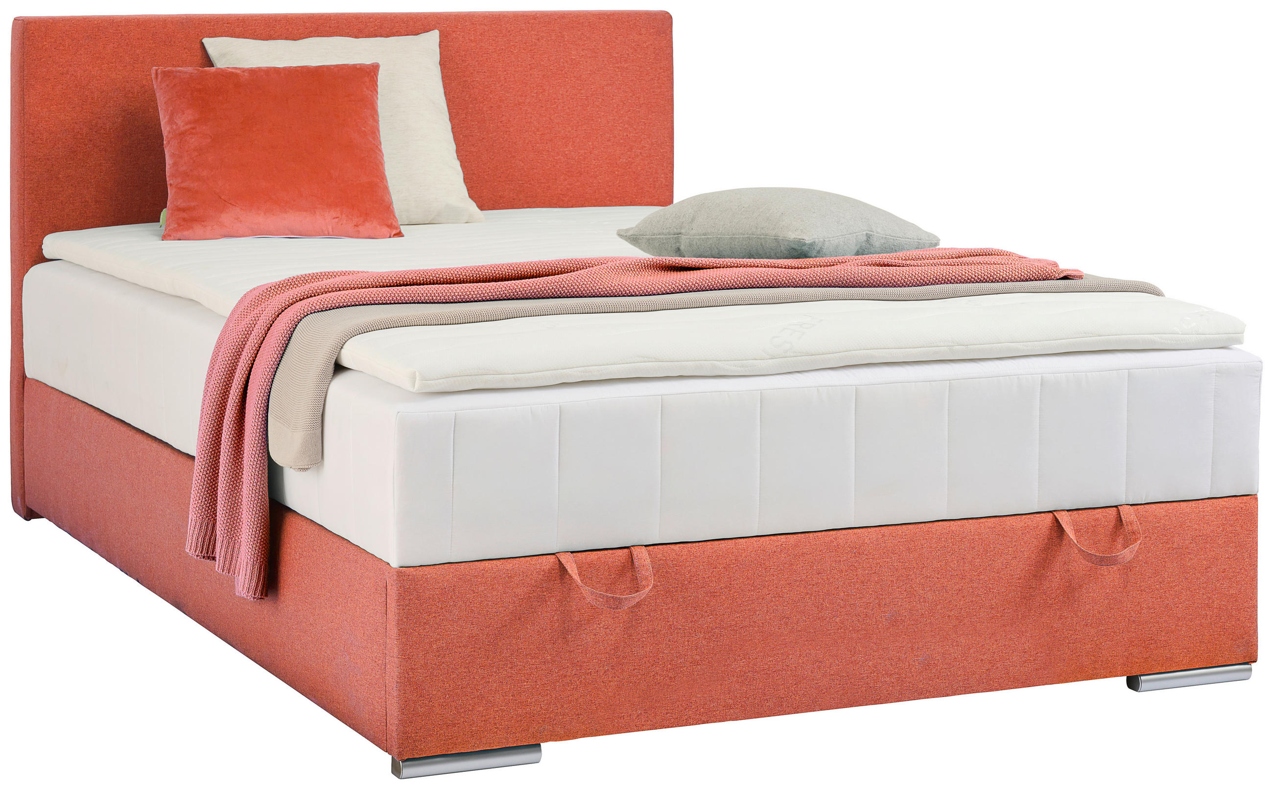 BOX-ÁGY 140/200 cm  piros  - króm/piros, Konventionell, műanyag/textil (140/200cm) - Carryhome