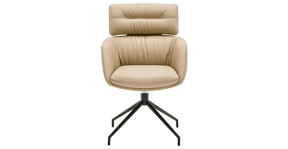 ARMLEHNSTUHL in Eisen Echtleder pigmentiert - Taupe/Schwarz, Design, Leder/Metall (62/92/65cm) - Dieter Knoll