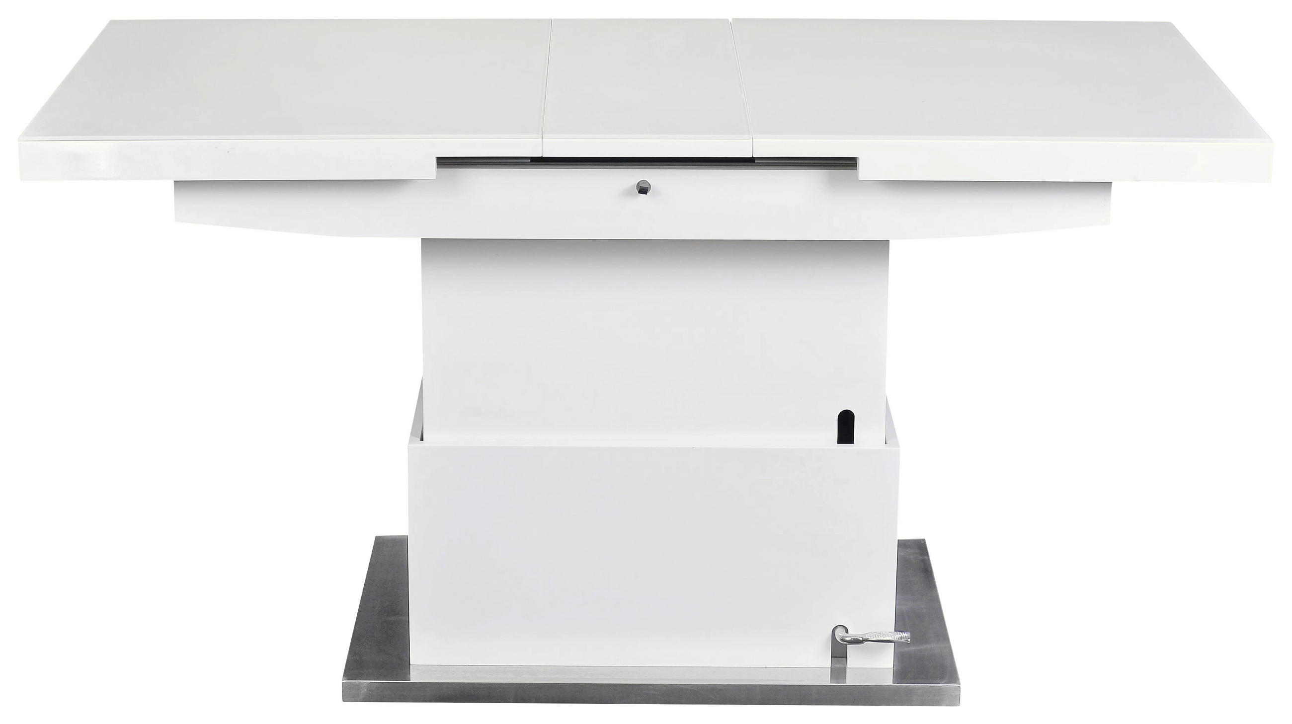 COUCHTISCH Sicherheitsglas 125-150/70/50-78 cm rechteckig Weiß  - Weiß, LIFESTYLE, Glas/Holzwerkstoff (125-150/70/50-78cm) - Carryhome