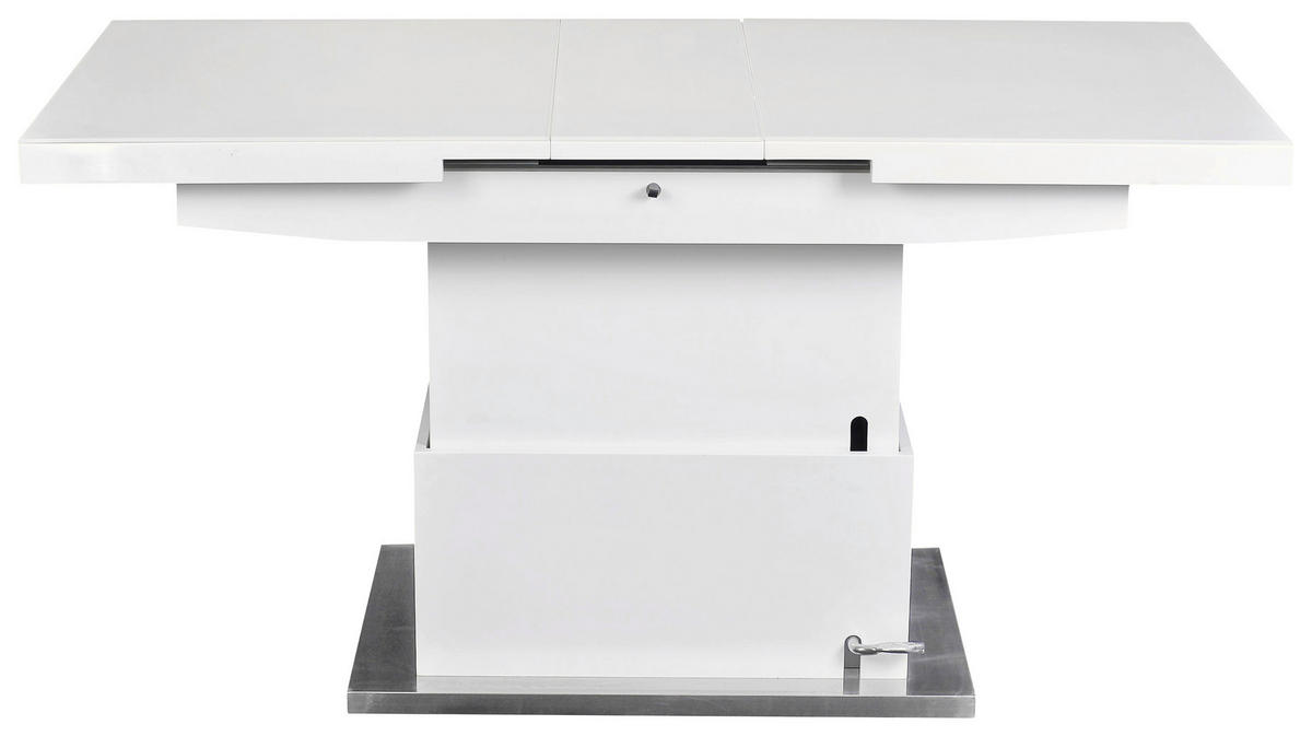 SOFFBORD i metall, glas, trämaterial 125-150/70/50-78 cm  - vit, Lifestyle, metall/trämaterial (125-150/70/50-78cm) - Carryhome