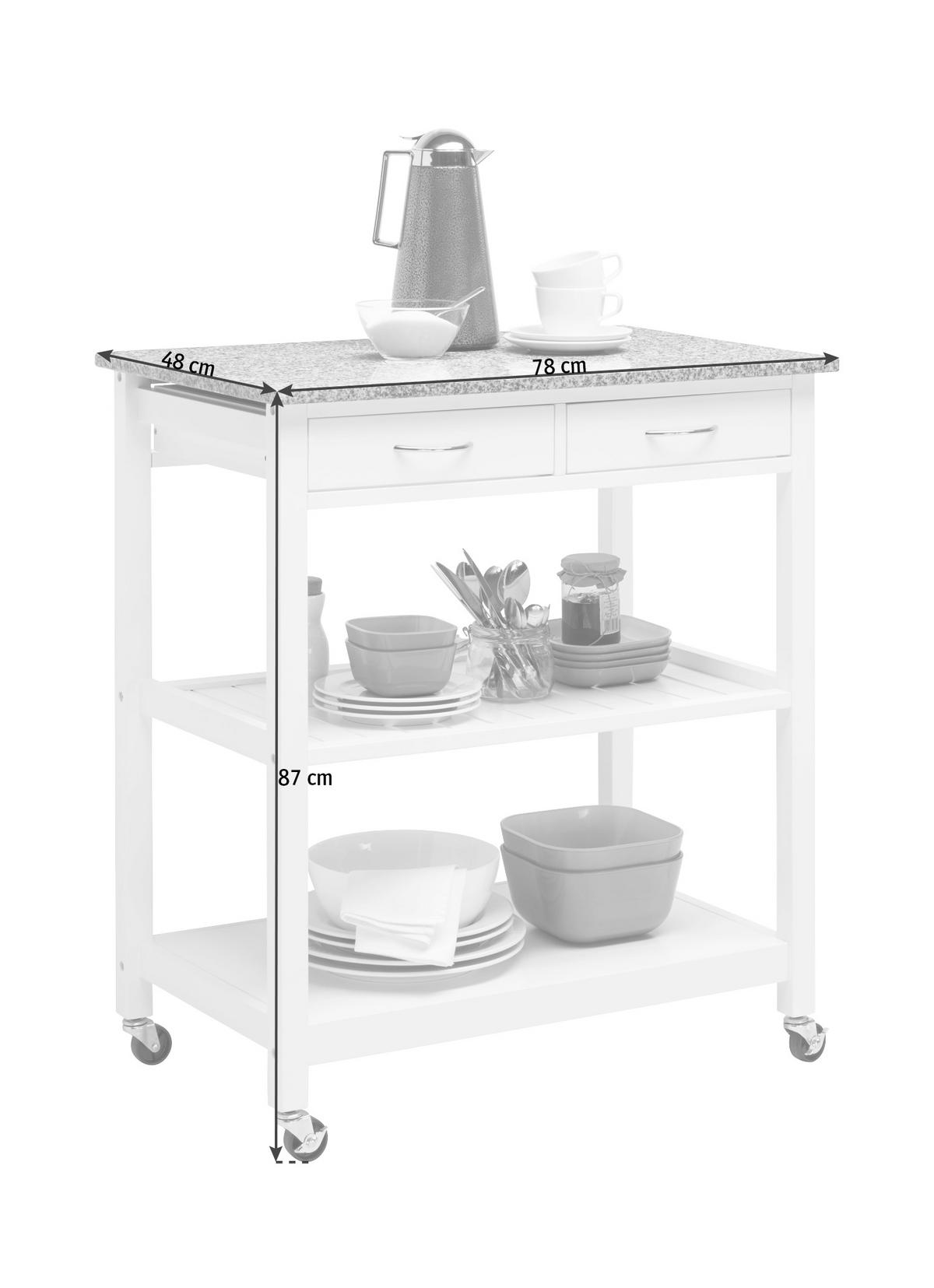 SERVIERWAGEN in Grau, Weiss  - Weiss/Grau, Design, Holzwerkstoff/Stein (78/87/48cm) - Xora