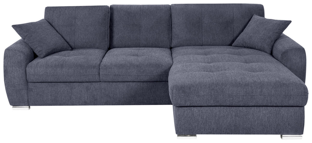 ECKSOFA in Mikrofaser Blau  - Chromfarben/Blau, Modern, Kunststoff/Textil (276/193cm) - Hom`in
