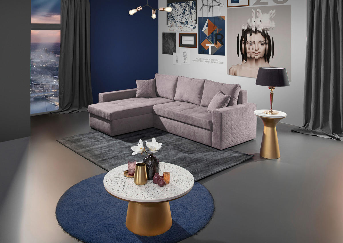 ECKSOFA Hellgrau Flachgewebe  - Rot/Hellgrau, KONVENTIONELL, Kunststoff/Textil (176/243cm) - MID.YOU