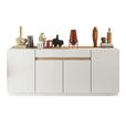 SIDEBOARD Eichefarben, Weiß Hochglanz  205/87/40 cm  - Eichefarben/Weiß Hochglanz, MODERN, Holzwerkstoff (205/87/40cm) - Carryhome