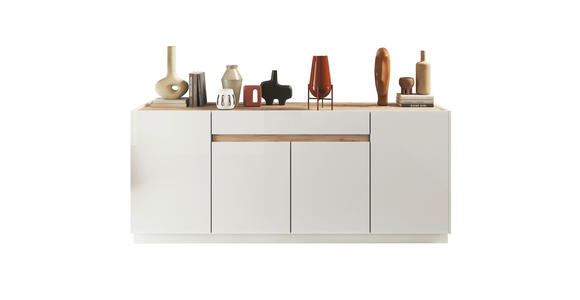 SIDEBOARD Eichefarben, Weiß Hochglanz  205/87/40 cm  - Eichefarben/Weiß Hochglanz, MODERN, Holzwerkstoff (205/87/40cm) - Carryhome