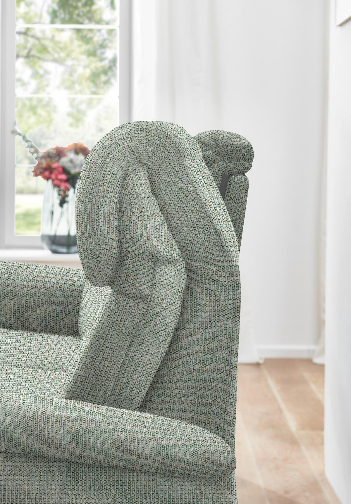 TRAPEZSOFA in Flachgewebe Platinfarben  - Platinfarben/Schwarz, Konventionell, Textil/Metall (219/107/97cm) - Pure Home Comfort
