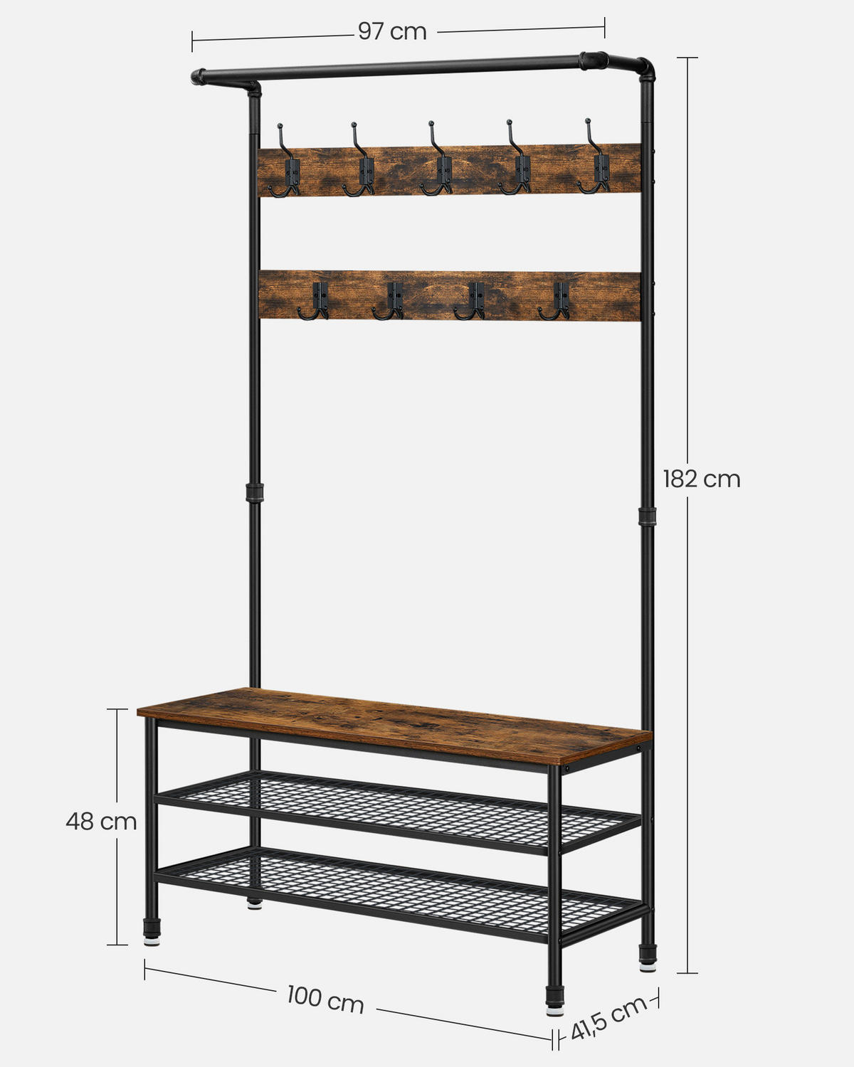 ŠATNA, 97/178,5/32 cm - černá/hnědá, Trend, kov/kompozitní dřevo (97/178,5/32cm) - Boxxx