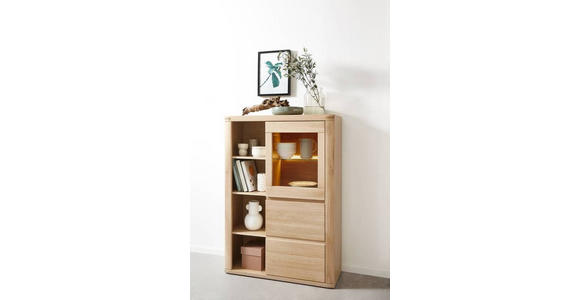 HIGHBOARD 98/140/38 cm  - Alteiche/Grau, KONVENTIONELL, Glas/Holz (98/140/38cm) - Voleo