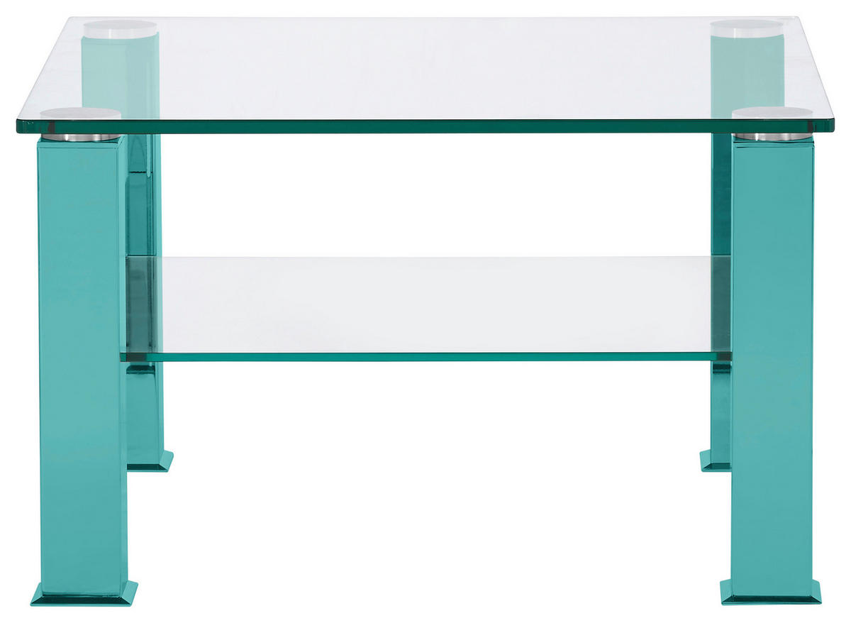 COUCHTISCH Kristallglas 75/75/42,5 cm quadratisch Türkis  - Türkis, Design, Glas/Kunststoff (75/75/42,5cm)