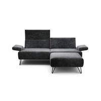 2,5-SITZER Samt Anthrazit  - Anthrazit/Schwarz, Design, Textil/Metall (204-234/85/86-94cm) - SENSOO