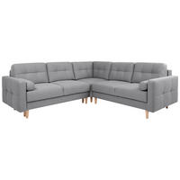 ECKSOFA in Flachgewebe Dunkelgrau  - Dunkelgrau/Eiche Wotan, Konventionell, Holz/Textil (242/242cm) - MID.YOU