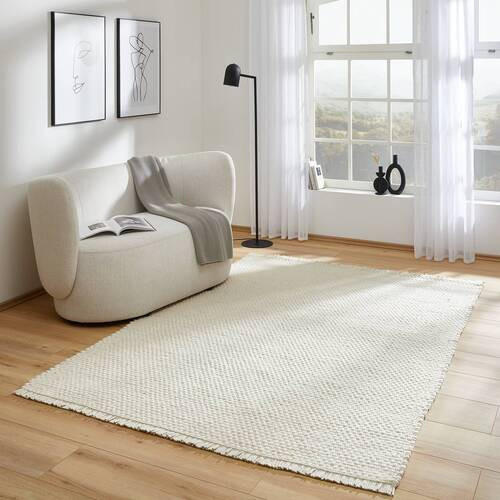 HANDWEBTEPPICH 130/190 cm Weiß  - Weiß, Basics, Textil (130/190cm) - Linea Natura
