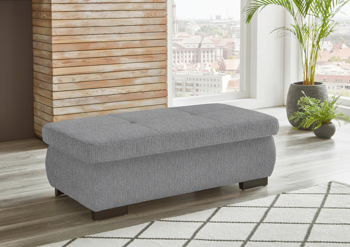 ECKSOFA in Flachgewebe Greige  - Greige/Schwarz, Design, Textil/Metall (174/297cm) - Beldomo Style