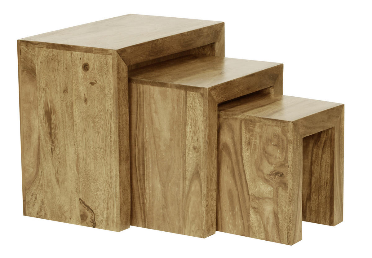 SADA ODKLÁDACÍCH STOLKŮ, akácie, barvy akácie - barvy akácie, Design, dřevo (50/30/45cm) - MID.YOU