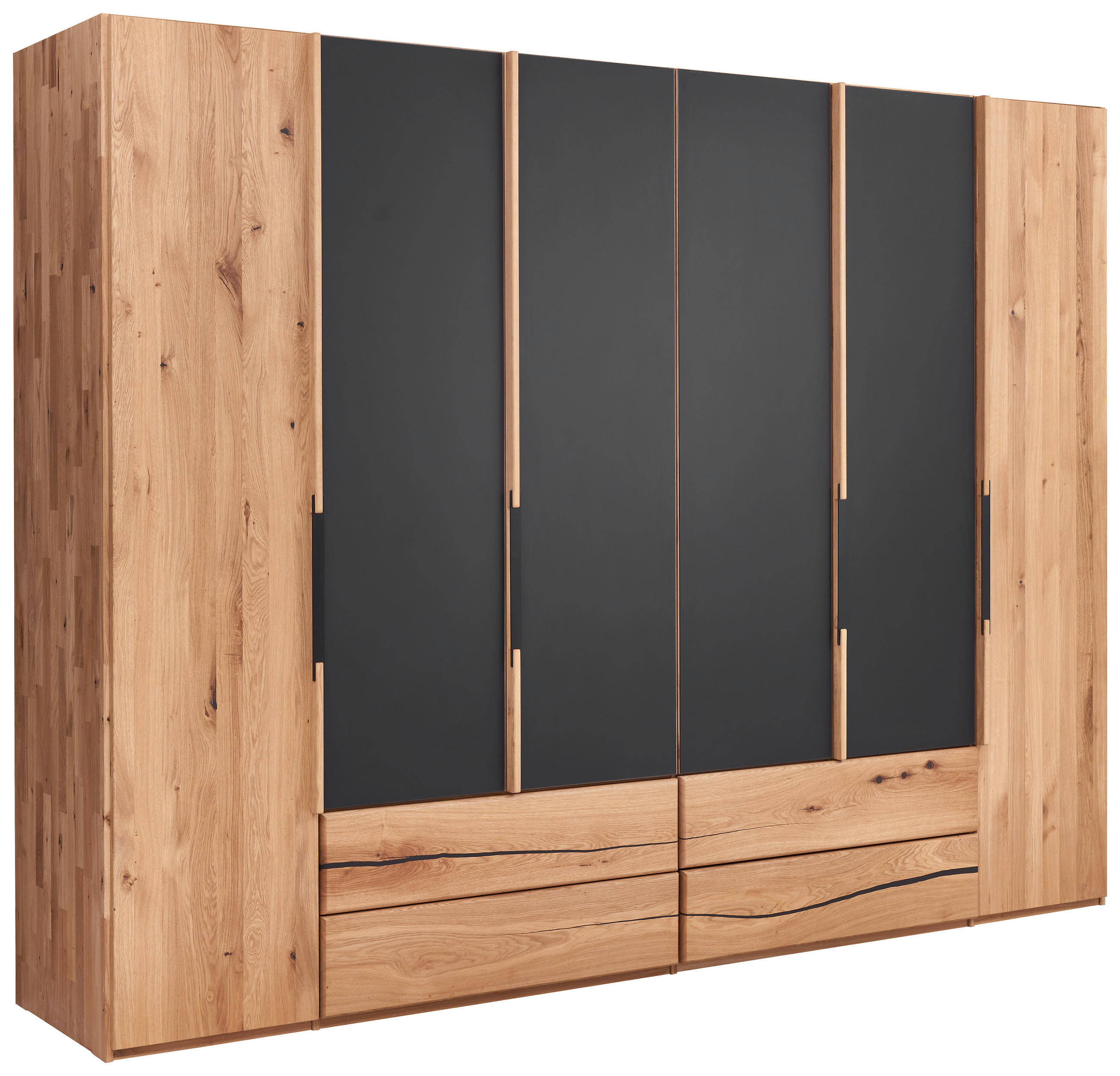 DREHTÜRENSCHRANK  in Anthrazit, Wildeiche  - Wildeiche/Anthrazit, Natur, Glas/Holz (300/218/60cm) - Valnatura
