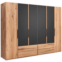 DREHTÜRENSCHRANK  in Anthrazit, Wildeiche  - Wildeiche/Anthrazit, Natur, Glas/Holz (300/218/60cm) - Valnatura