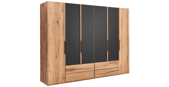 DREHTÜRENSCHRANK  in Anthrazit, Wildeiche  - Wildeiche/Anthrazit, Natur, Glas/Holz (300/218/60cm) - Valnatura