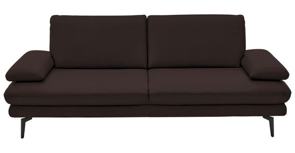 3-SITZER-SOFA  in Echtleder Braun   - Schwarz/Braun, Design, Leder/Metall (222/86/104cm) - Dieter Knoll