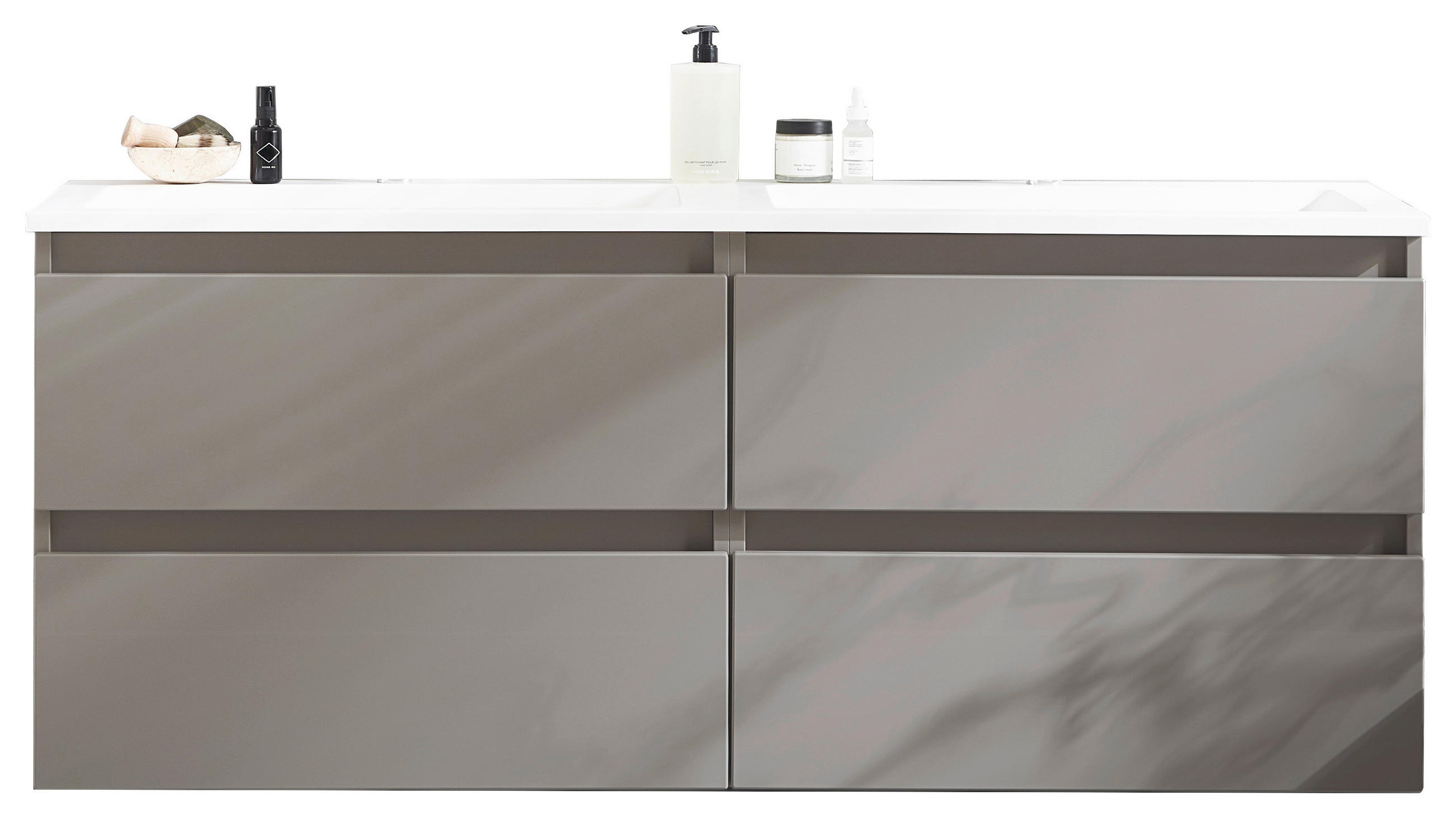 WASCHTISCHKOMBI 141,2 cm  - Weiß/Grau, KONVENTIONELL, Holzwerkstoff/Stein (141,2cm) - b-collection