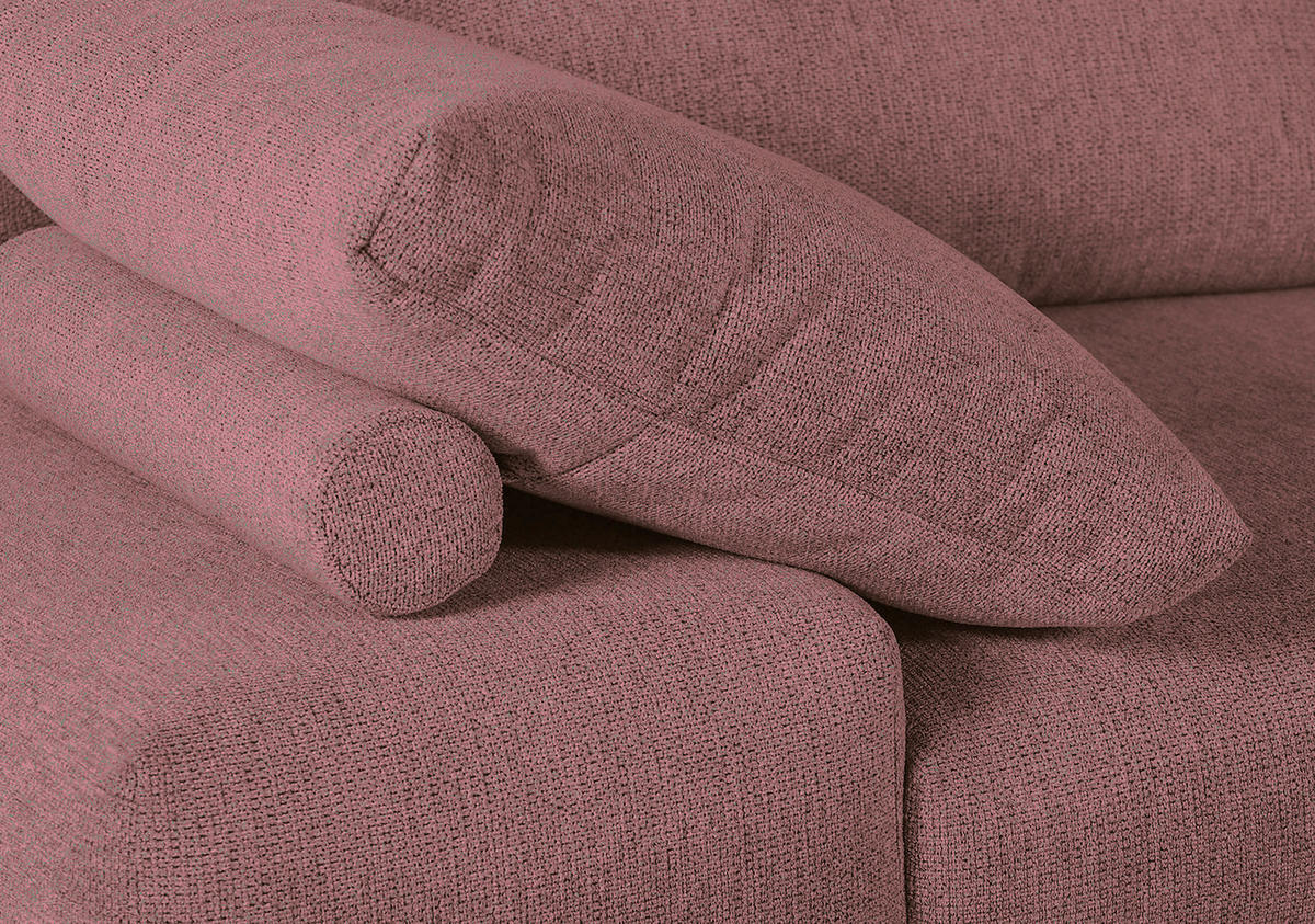 ECKSOFA in Flachgewebe Altrosa  - Schwarz/Altrosa, Konventionell, Textil/Metall (310/240cm) - MID.YOU
