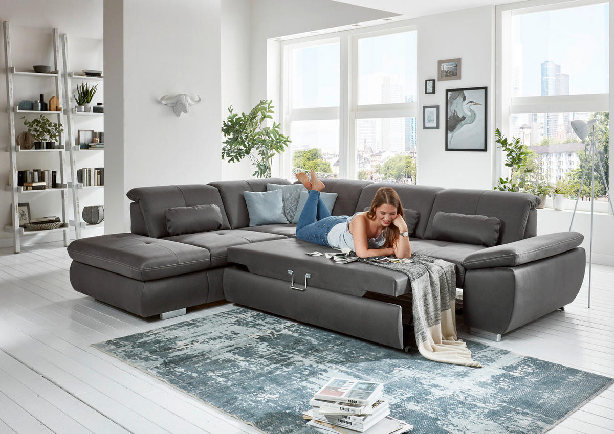 KUTNA GARNITURA drvo, metal, plastika, tekstil, drvni materijal  antracit   - bež/antracit, Moderno, drvni materijal/drvo (260/318cm) - Beldomo Speed