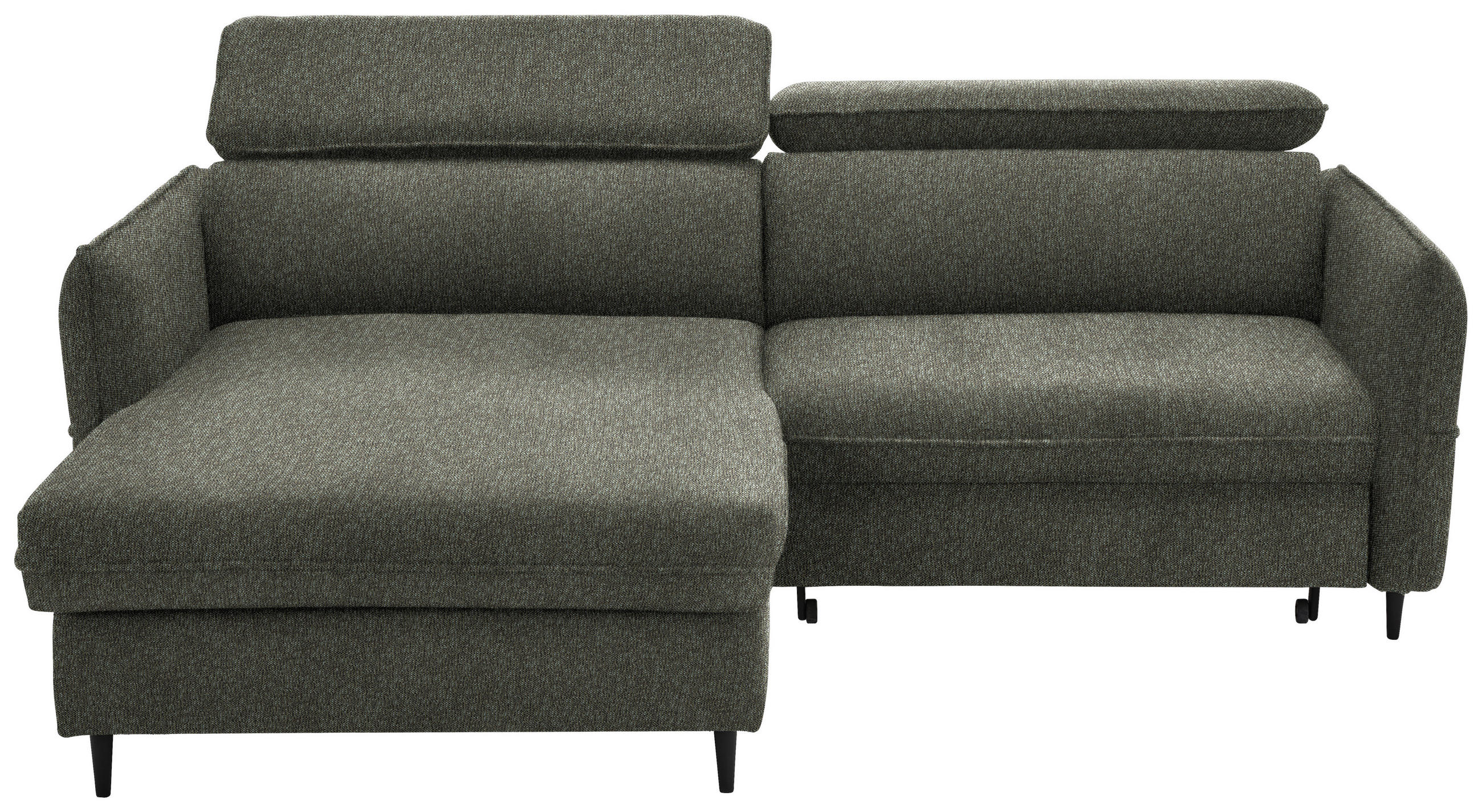 ECKSOFA in Struktur Hellgrau, Grün  - Hellgrau/Schwarz, Design, Holz/Textil (185/232cm) - Stylife