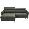 ECKSOFA in Struktur Hellgrau, Grün  - Hellgrau/Schwarz, Design, Holz/Textil (185/232cm) - Stylife