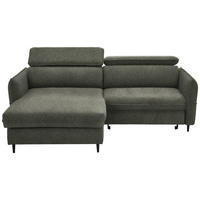 ECKSOFA in Struktur Hellgrau, Grün  - Hellgrau/Schwarz, Design, Holz/Textil (185/232cm) - Stylife