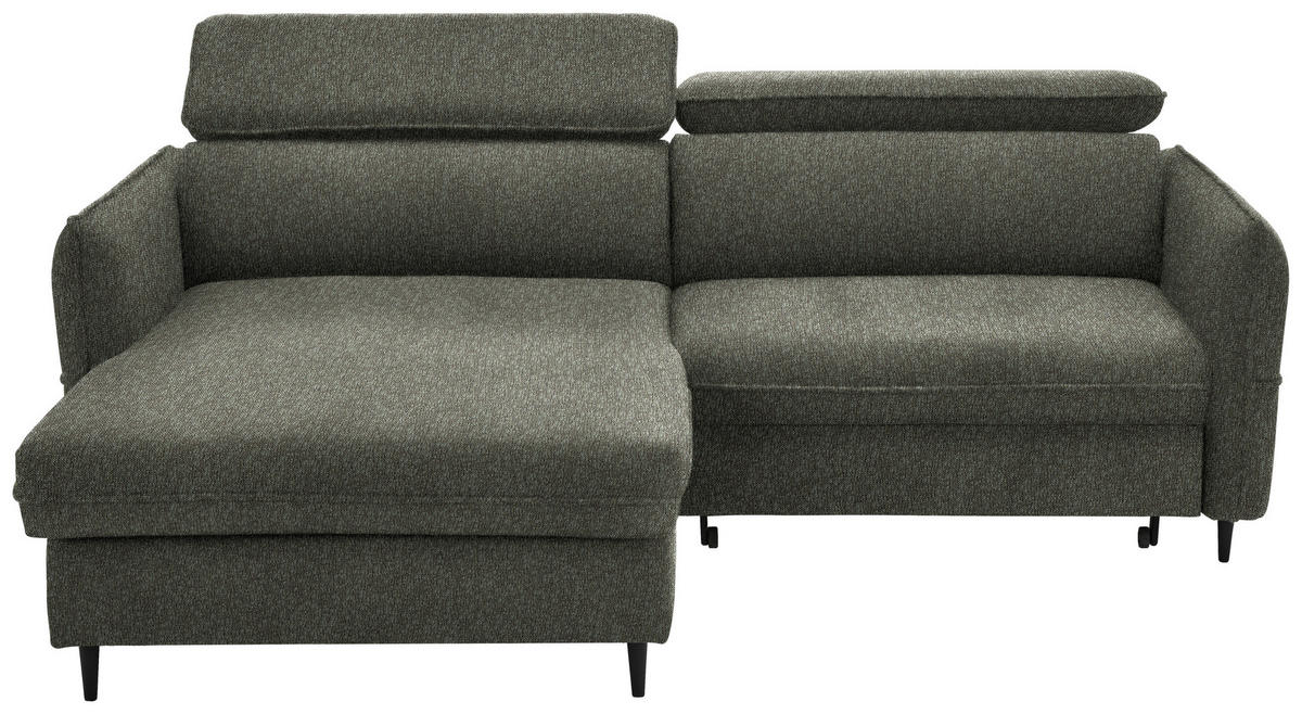 ECKSOFA in Struktur Hellgrau, Grün  - Hellgrau/Schwarz, Design, Holz/Textil (185/232cm) - Stylife
