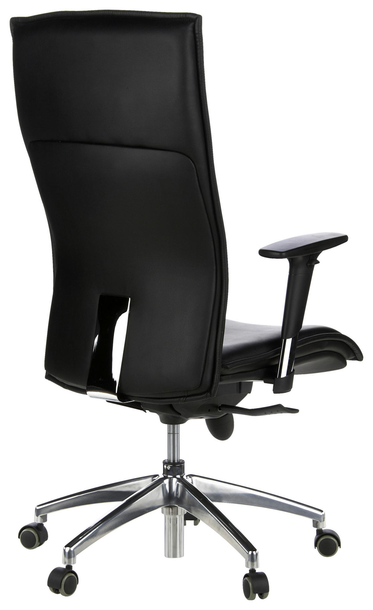 VRTLJIVI STOL tekstil, usnje črna  - črna/barve aluminija, Moderno, kovina/umetna masa (59/133/52cm) - MID.YOU