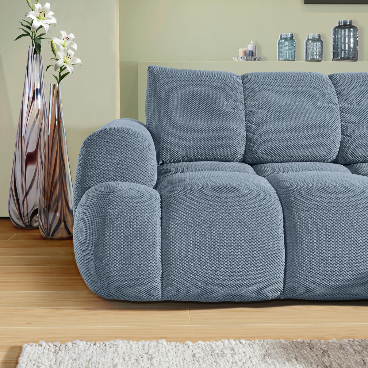 HÖRNSOFFA i flatväv blå  - blå/svart, Klassisk, textil/plast (274/174cm) - MID.YOU