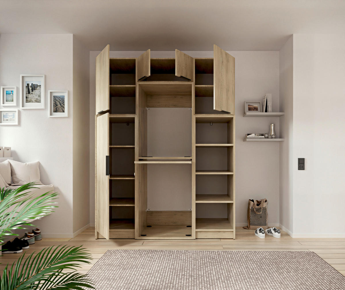 WASCHMASCHINENSCHRANK 70/220/68 cm  in Eichefarben  - Eichefarben/Schwarz, Basics, Holzwerkstoff/Kunststoff (70/220/68cm) - MID.YOU