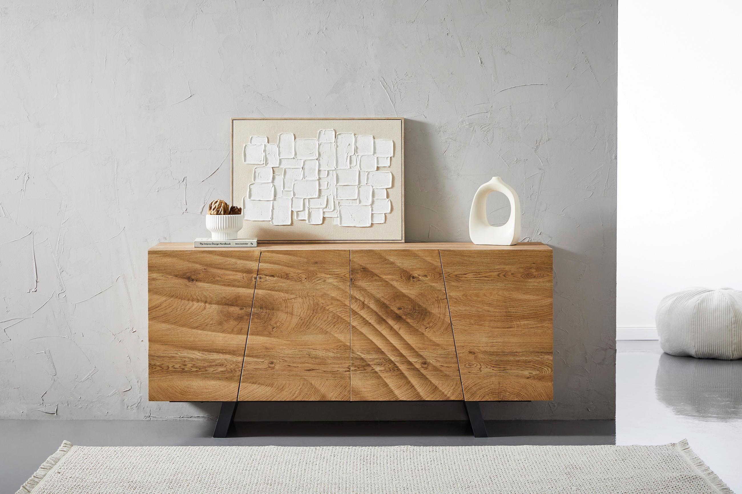 SIDEBOARD  in 160/75/42 cm  - Eichefarben/Schwarz, LIFESTYLE, Holzwerkstoff/Metall (160/75/42cm) - Carryhome