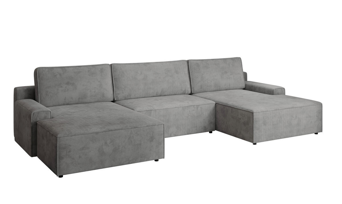 WOHNLANDSCHAFT CHALLENGE Dunkelgrau Cord  - Dunkelgrau/Schwarz, MODERN, Kunststoff/Textil (168/333/168cm) - Trendmanufaktur