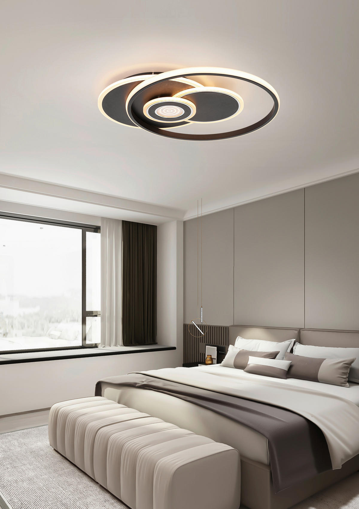 LED-DECKENLEUCHTE 54,5/46/6 cm    - Chromfarben/Schwarz, Design, Kunststoff/Metall (54,5/46/6cm) - Novel