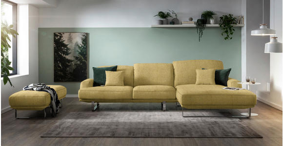 ECKSOFA in Webstoff Gelb  - Gelb, Design, Textil/Metall (304/184cm) - Dieter Knoll