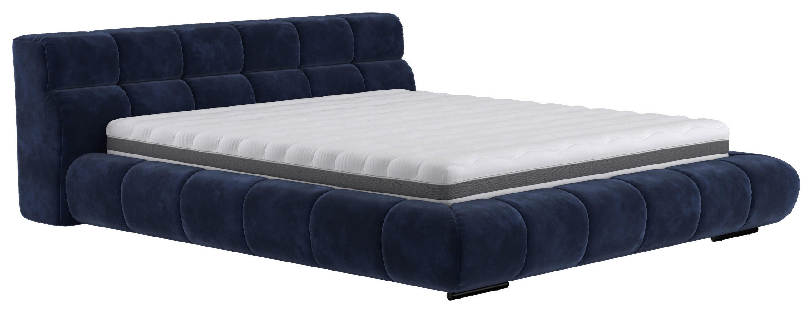 POLSTERBETT 180/200 cm,  in Blau,  - Blau/Schwarz, Design, Textil/Metall (180/200cm) - Belluti