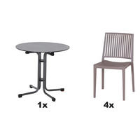 GARTENGARNITUR 5-teilig Stahl  - Taupe/Anthrazit, Basics, Kunststoff/Metall (80/80/80cm) - Siena Garden