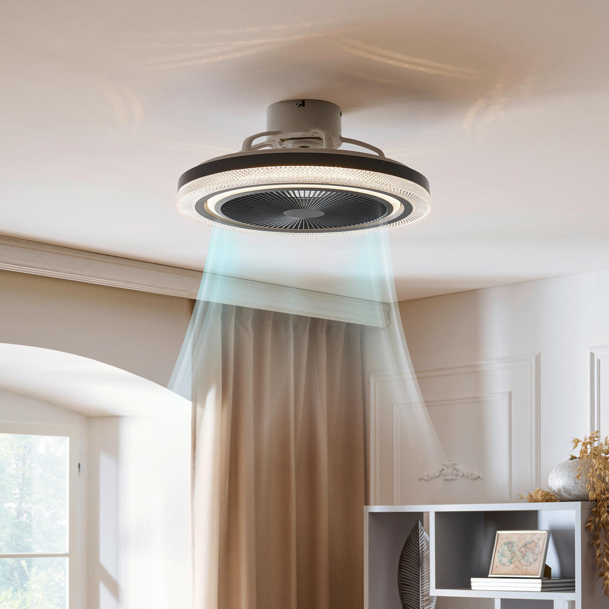 PLAFONSKI VENTILATOR   - siva/bela, Lajfstajl, metal/plastika (50/20cm) - Mican