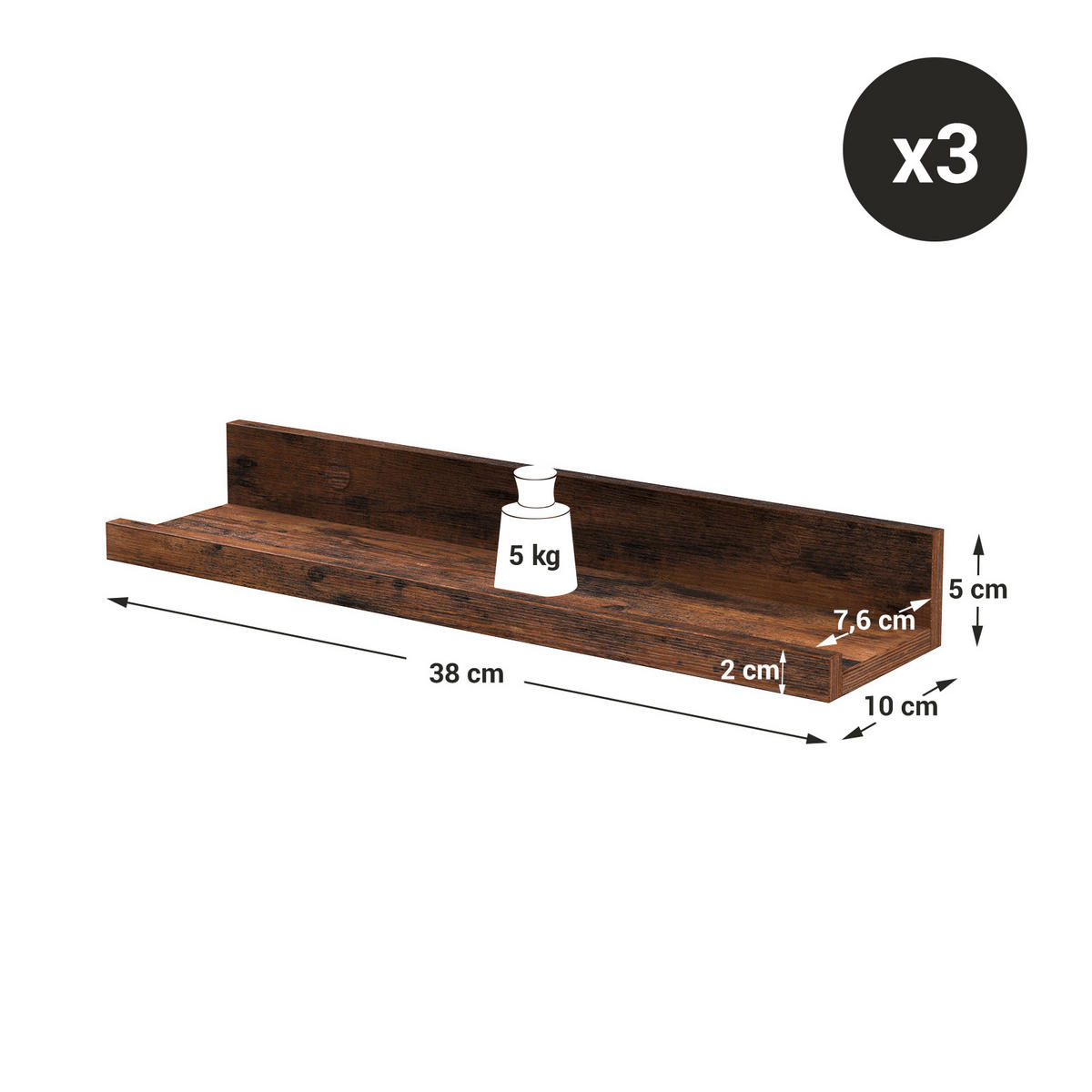 WANDREGALSET Dunkelbraun  - Dunkelbraun, Trend, Holzwerkstoff (38/5/10cm) - MID.YOU