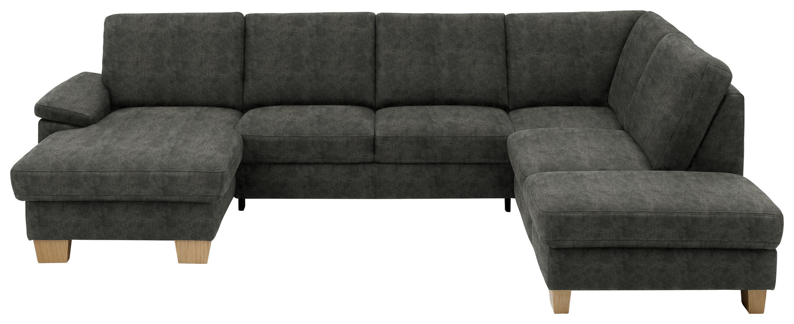 WOHNLANDSCHAFT in Velours Dunkelgrau  - Eichefarben/Dunkelgrau, Konventionell, Holz/Textil (167/316/235cm) - Beldomo System