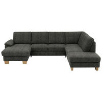 WOHNLANDSCHAFT in Velours Dunkelgrau  - Eichefarben/Dunkelgrau, Konventionell, Holz/Textil (167/316/235cm) - Beldomo System