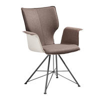 ARMLEHNSTUHL  in Stahl Flachgewebe Echtleder pigmentiert  - Taupe/Hellbraun, Design, Leder/Textil (69/91/60cm) - Bert Plantagie