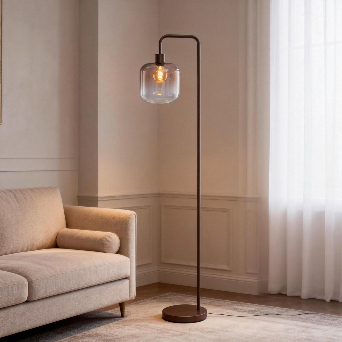 STEHLEUCHTE 35,5/23/160 cm    - Schwarz/Braun, Trend, Glas/Metall (35,5/23/160cm) - Collet's Monde