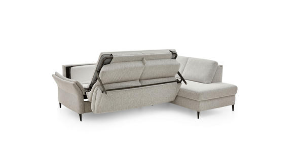 ECKSOFA  in Webstoff Ecru  - Ecru/Schwarz, KONVENTIONELL, Textil/Metall (277/201cm) - Dieter Knoll