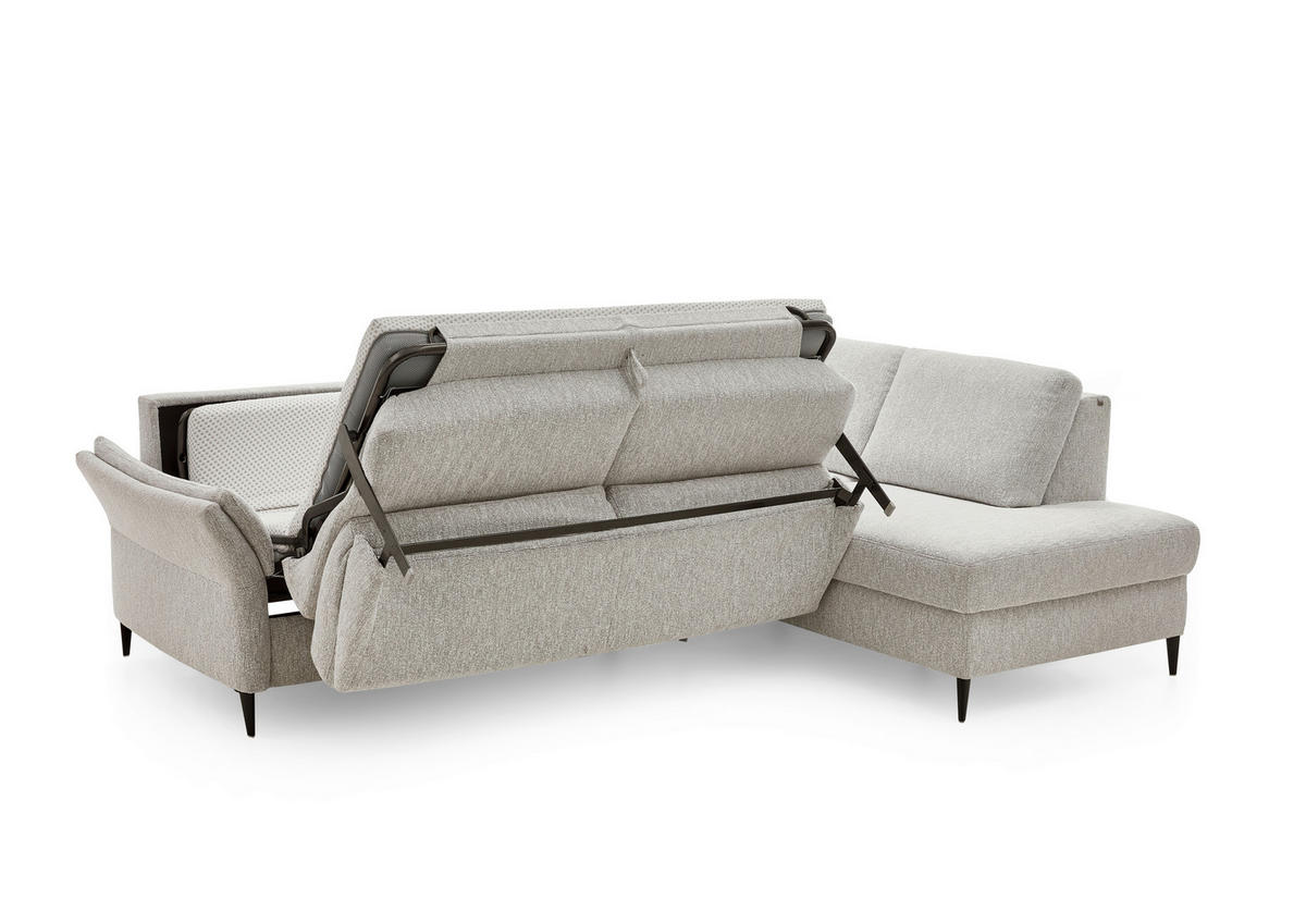 ECKSOFA Webstoff Ecru  - Ecru/Schwarz, Konventionell, Textil/Metall (277/201cm) - Dieter Knoll